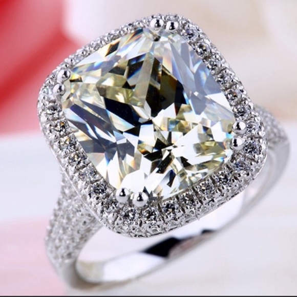 DIAMOND 925 STERLING SILVER HALO RING - Picture 2 of 7